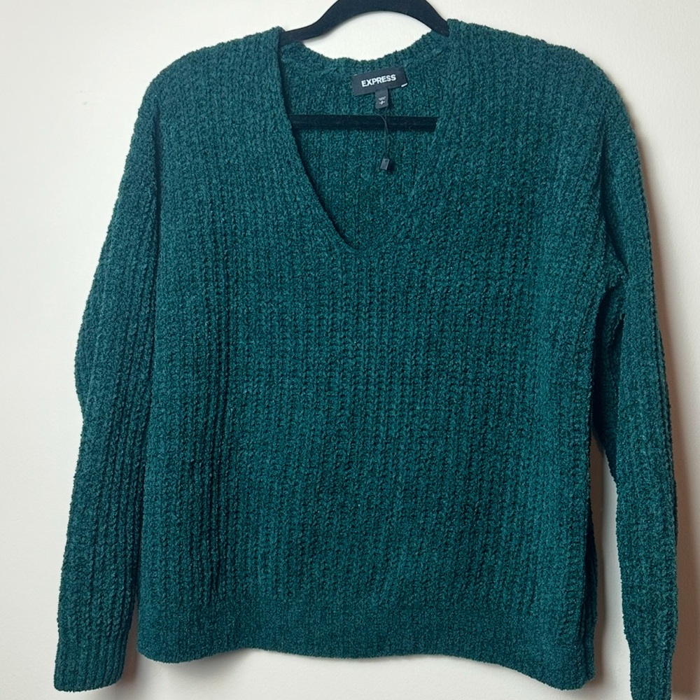 Express Hunter Green Chenille Sweater, size small. new